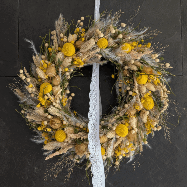 Trockenblumenkranz mit Farn & Hortensie - 25 cm – Bild 2