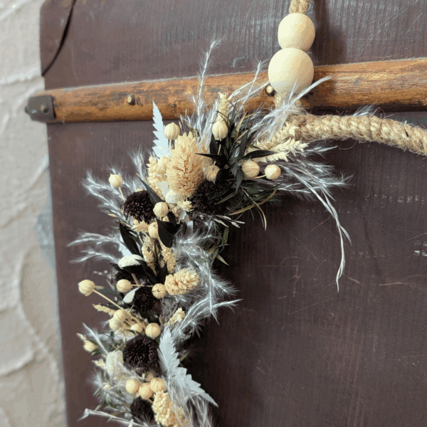 Trockenblumenkranz in Natur & Schwarz mit Pampas - 27cm – Bild 3