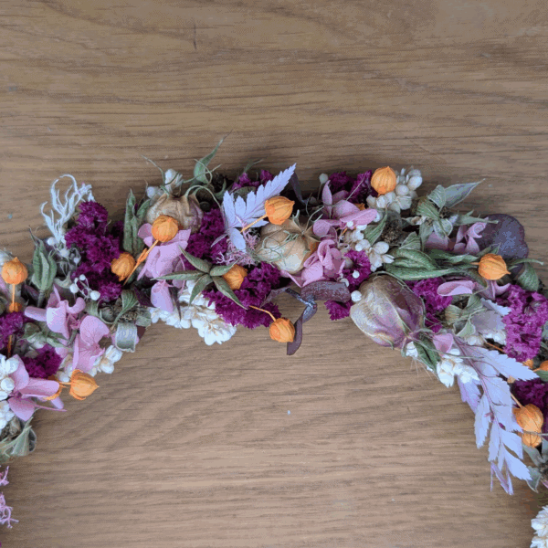 Trockenblumenkranz mit Rispenhortensie & Akelei | 24 cm – Bild 4