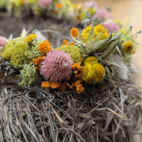 Trockenblumenkranz in Herzform mit Schleierkraut & Akelei | 26 cm – Bild 5