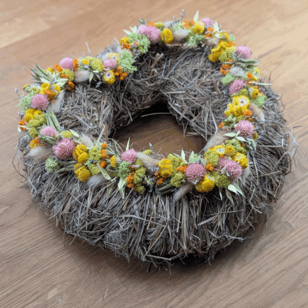 Trockenblumenkranz in Herzform mit Schleierkraut & Akelei | 26 cm – Bild 4