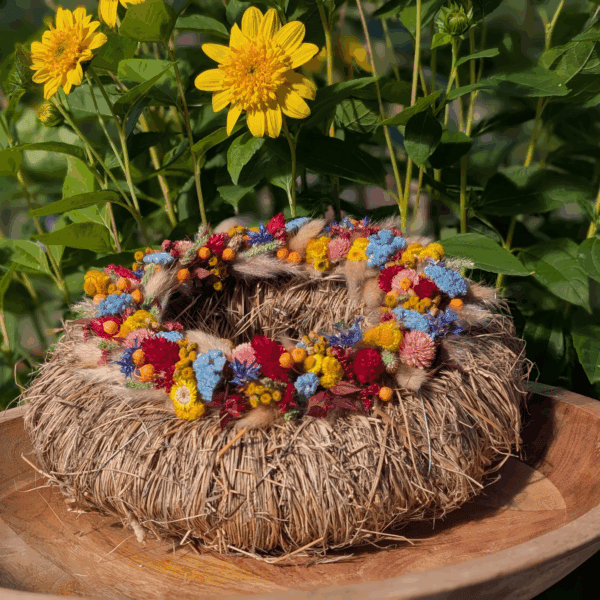 Trockenblumenkranz mit Kornblumen, Gräsern & Stroh | 26 cm – Bild 2
