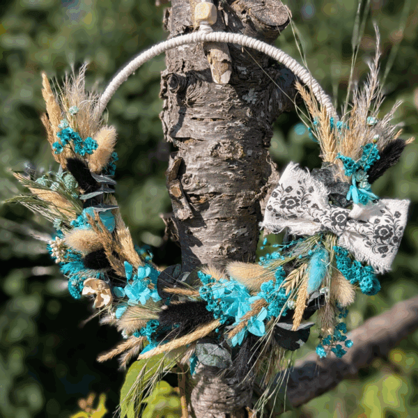 Trockenblumenkranz mit Pampas & Makramee-Schleife | 28 cm – Bild 2