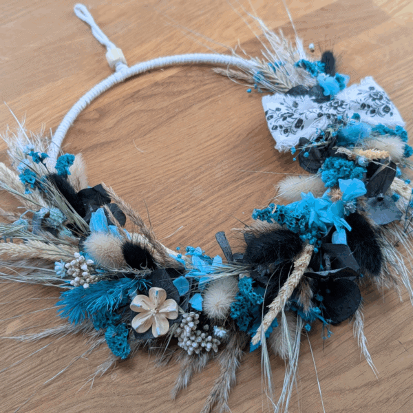 Trockenblumenkranz mit Pampas & Makramee-Schleife | 28 cm – Bild 3