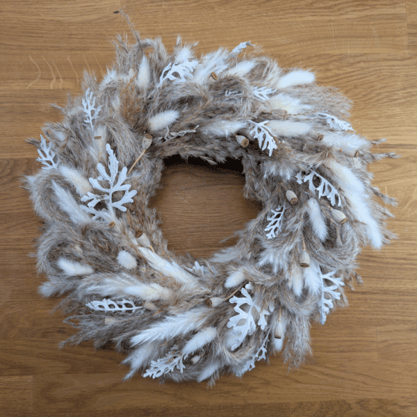Trockenblumenkranz mit Mohnkapseln & Pampas | 37 cm