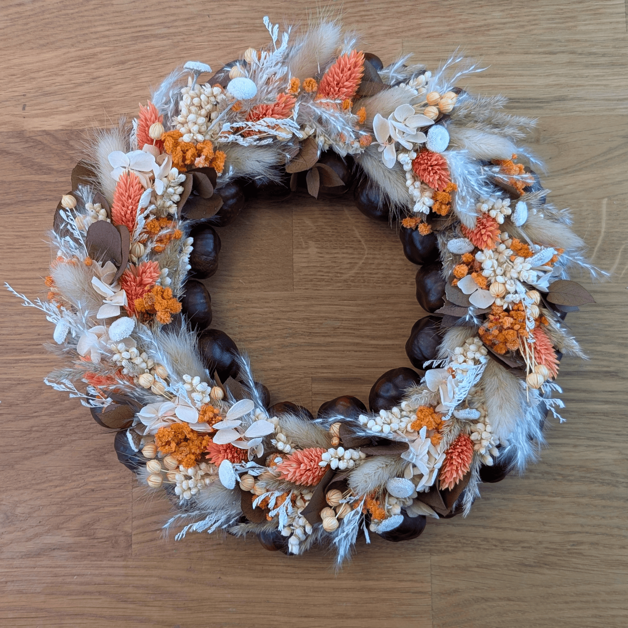 Trockenblumenkranz mit Kastanien, Botao & Phalaris - 23,5 cm