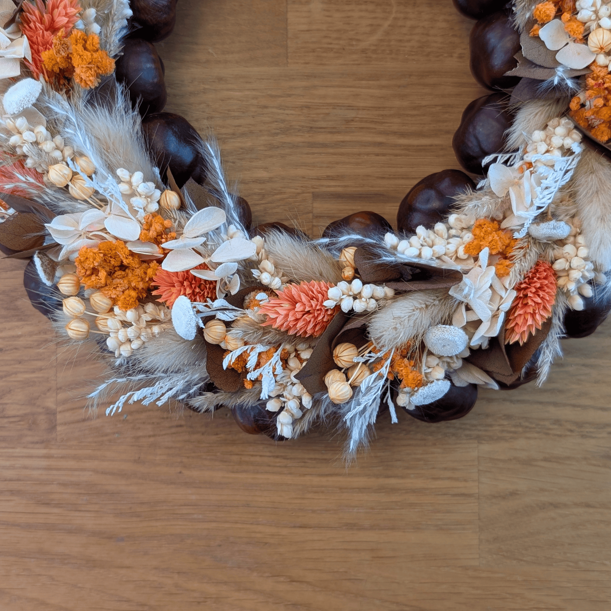 Trockenblumenkranz mit Kastanien, Botao & Phalaris - 23,5 cm – Bild 6