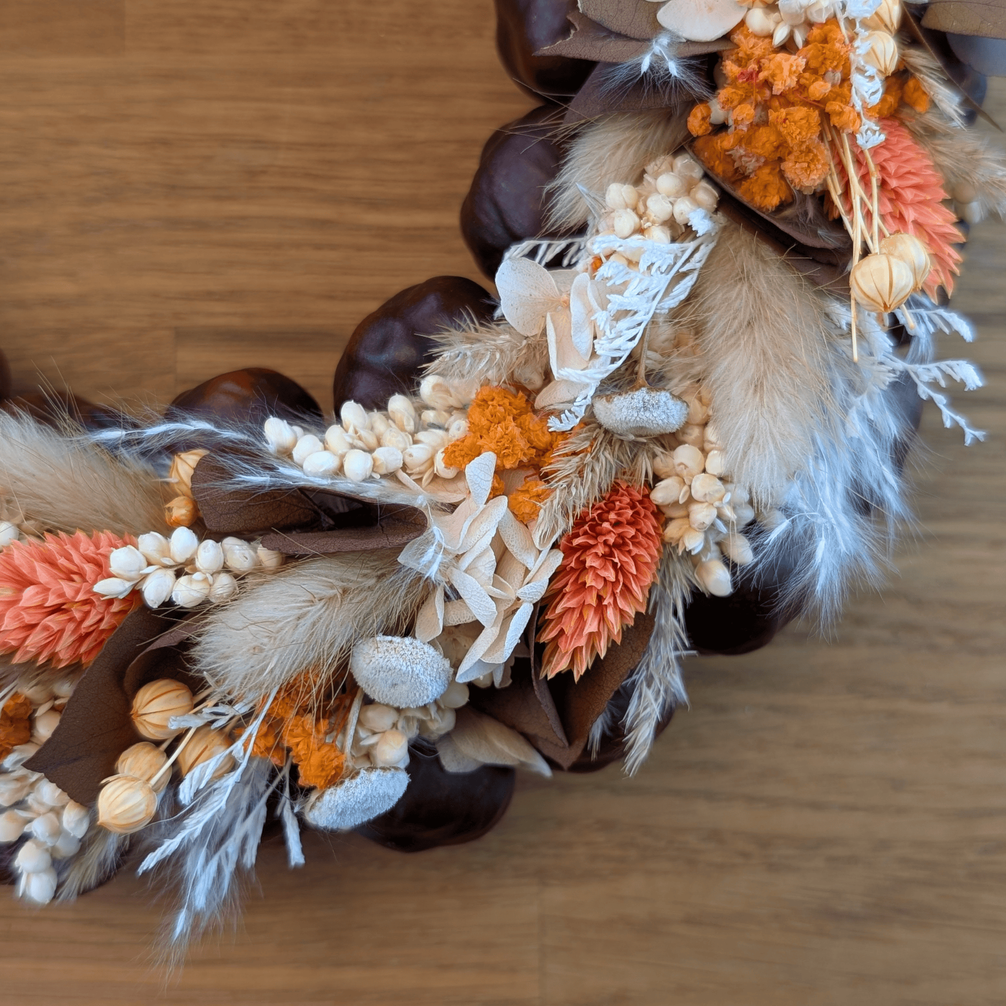 Trockenblumenkranz mit Kastanien, Botao & Phalaris - 23,5 cm – Bild 7