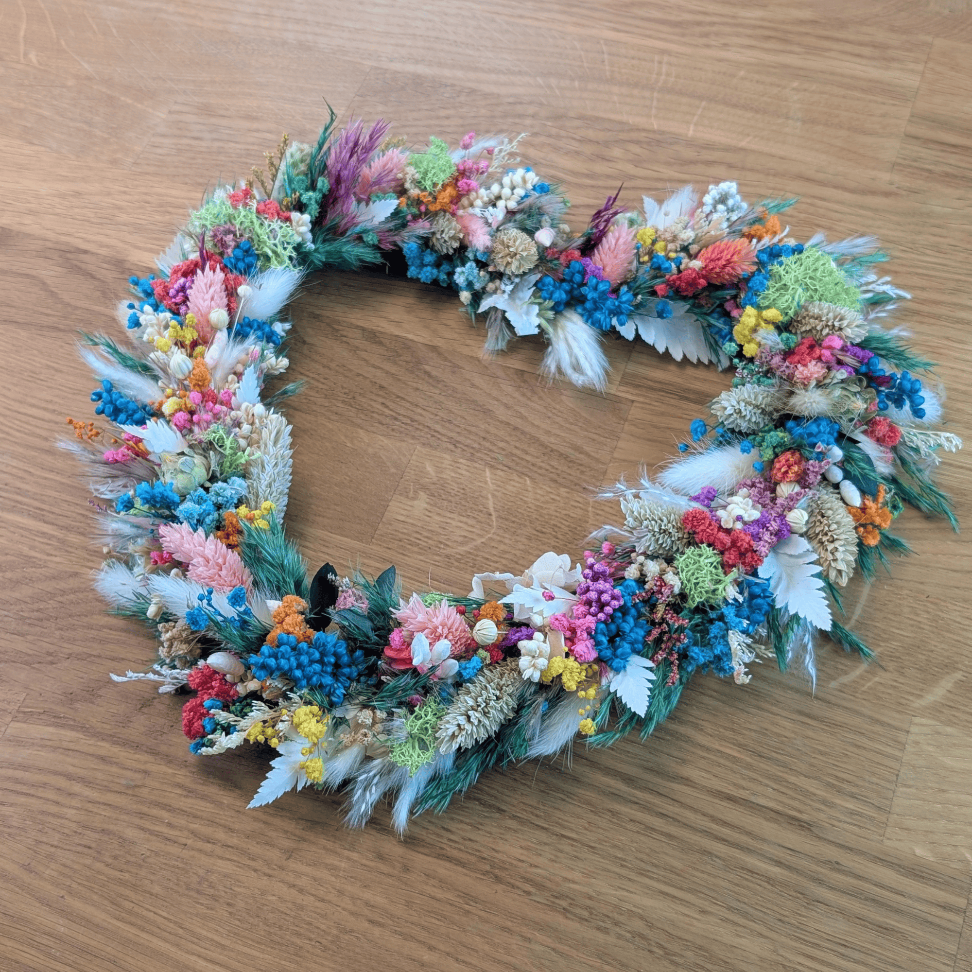 Trockenblumen-Herz mit Pampasgras, Schleierkraut & Briza - 26x26cm – Bild 4