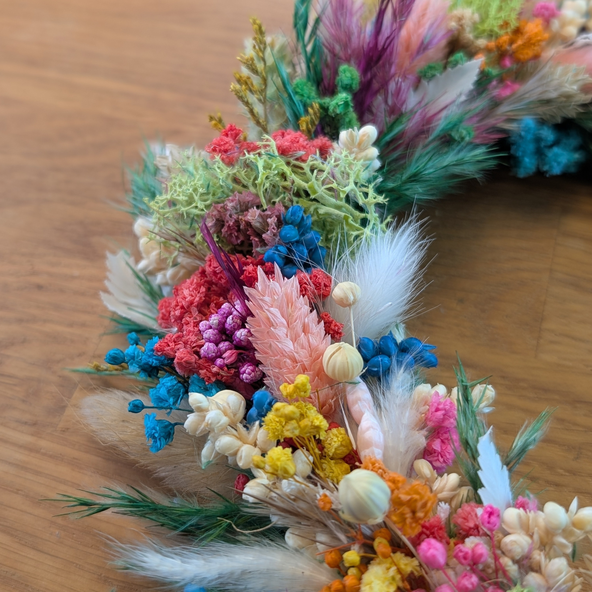 Trockenblumen-Herz mit Pampasgras, Schleierkraut & Briza - 26x26cm – Bild 5