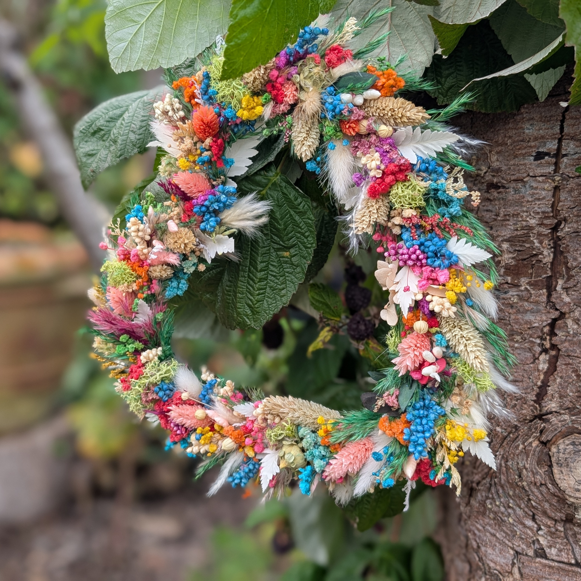 Trockenblumen-Herz mit Pampasgras, Schleierkraut & Briza - 26x26cm – Bild 2