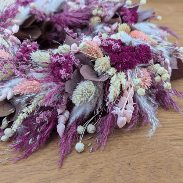 Trockenblumenkranz mit Spitze & Pampas - 30 cm – Bild 4