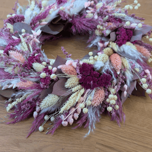 Trockenblumenkranz mit Spitze & Pampas - 30 cm – Bild 5