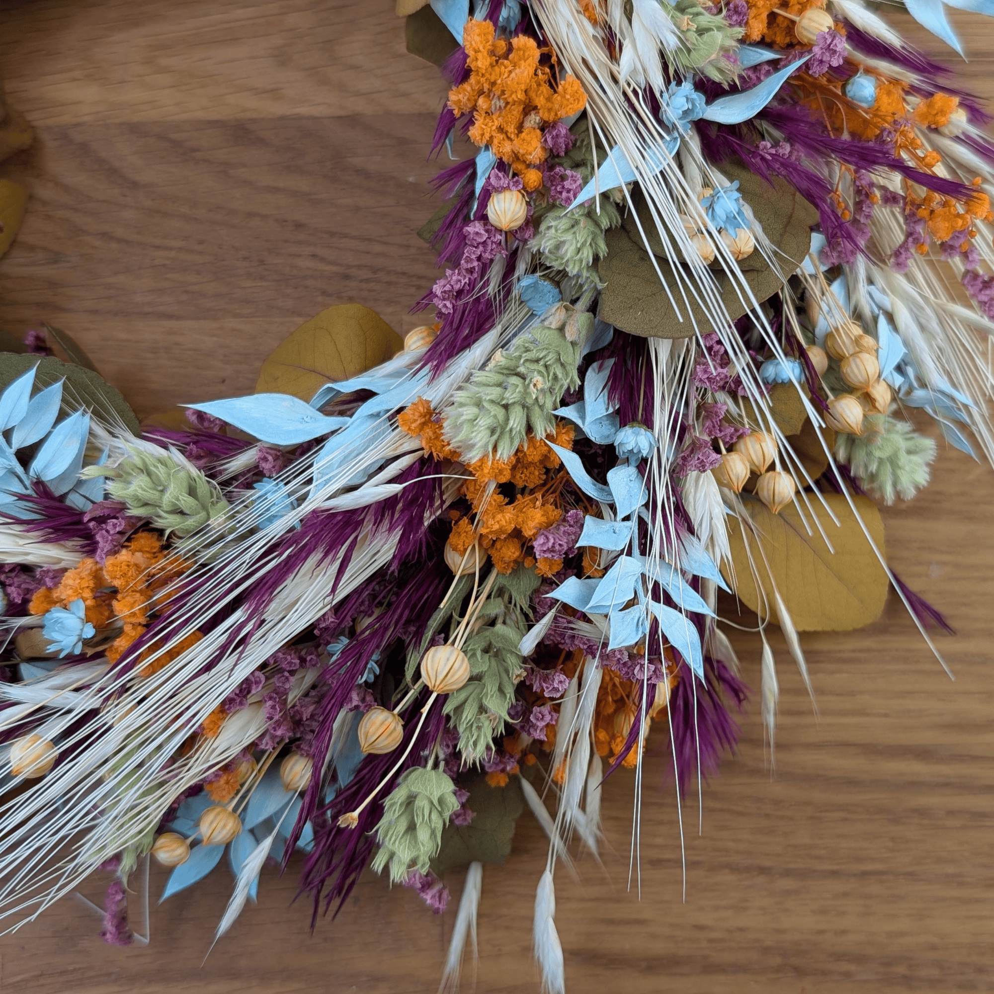 Trockenblumenkranz bunt - Pampas & Eukalyptus - 28 cm – Bild 6