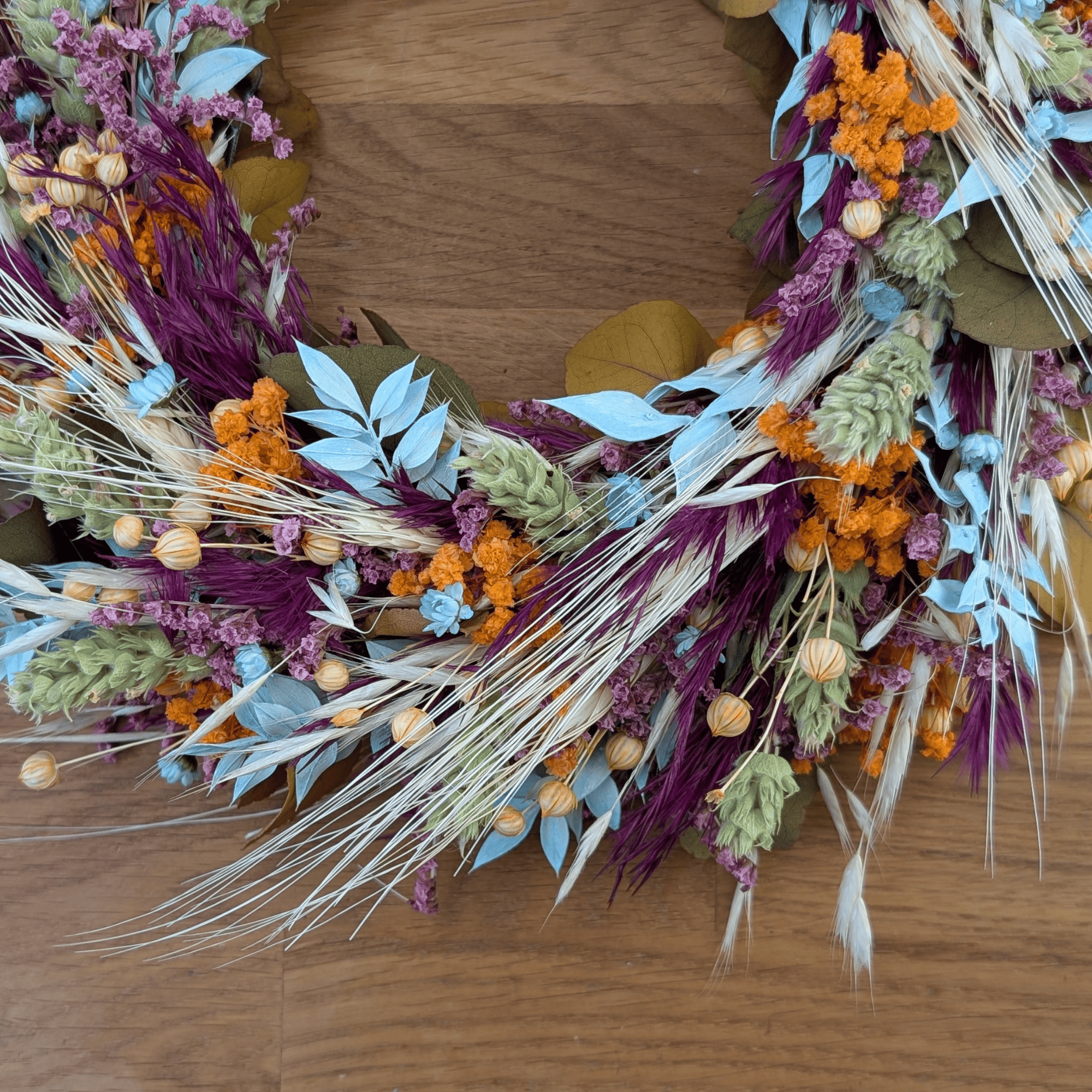 Trockenblumenkranz bunt - Pampas & Eukalyptus - 28 cm – Bild 4