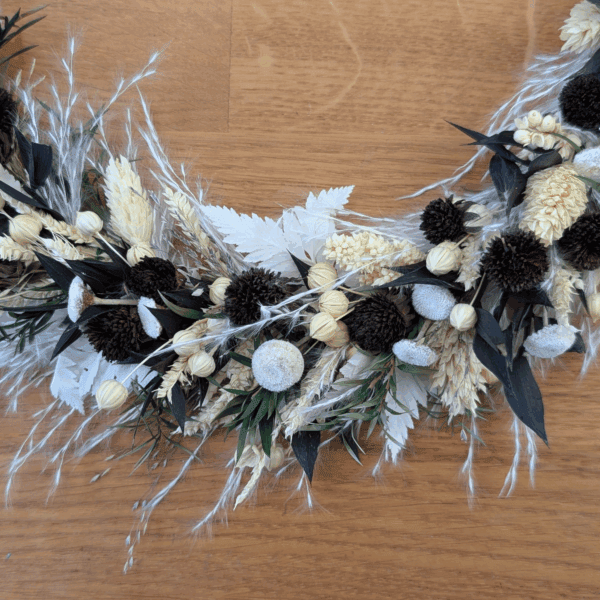 Trockenblumenkranz in Natur & Schwarz mit Pampas - 27cm – Bild 5