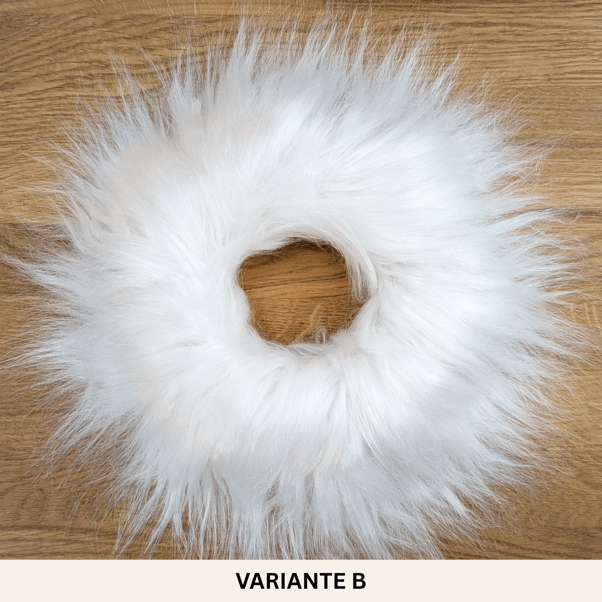 Weißer Fellkranz aus Kunstfell – gebürstet & ungebürstet (32 cm) – Bild 7