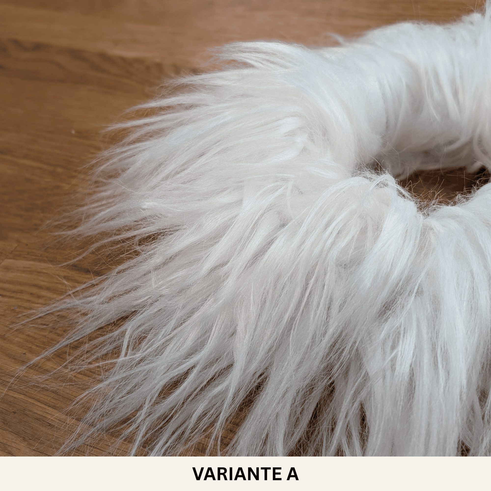 Weißer Fellkranz aus Kunstfell – gebürstet & ungebürstet (32 cm) – Bild 6