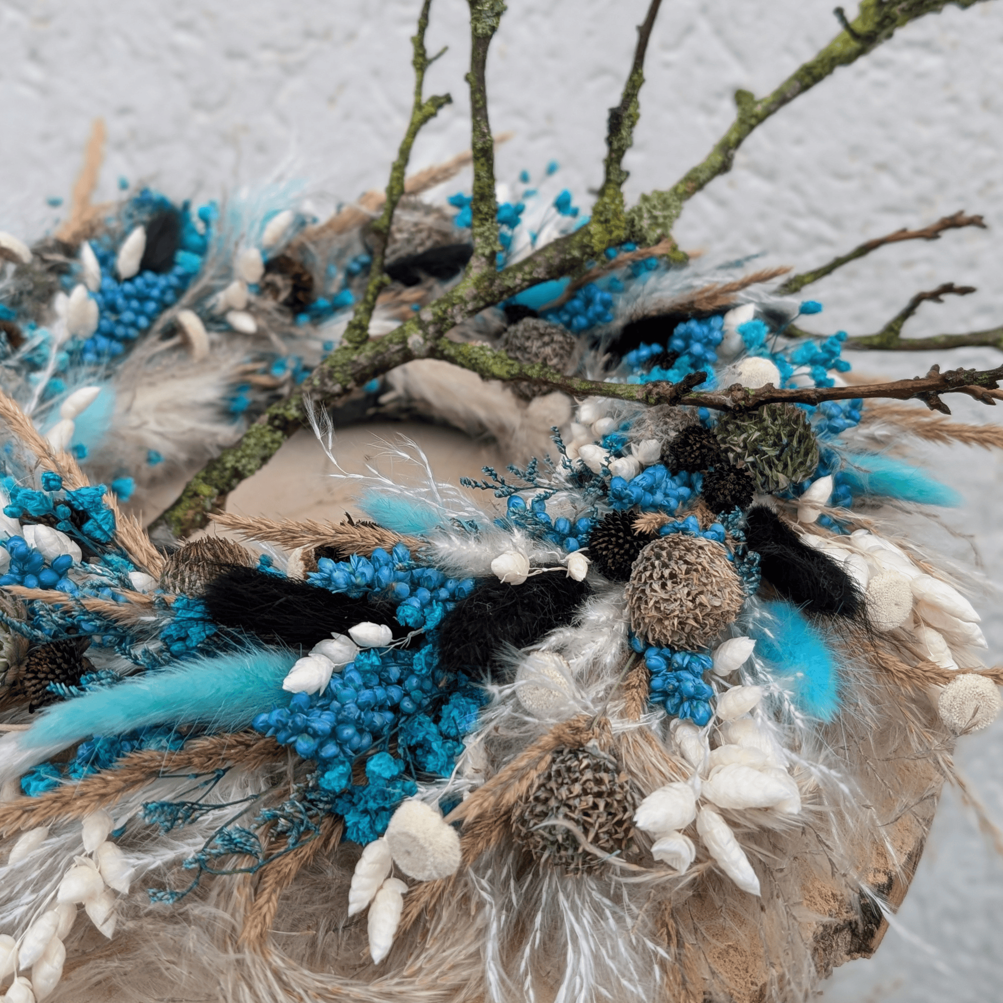 Trockenblumenkranz mit Pampas, Botao & Briza (31 cm) – Bild 3