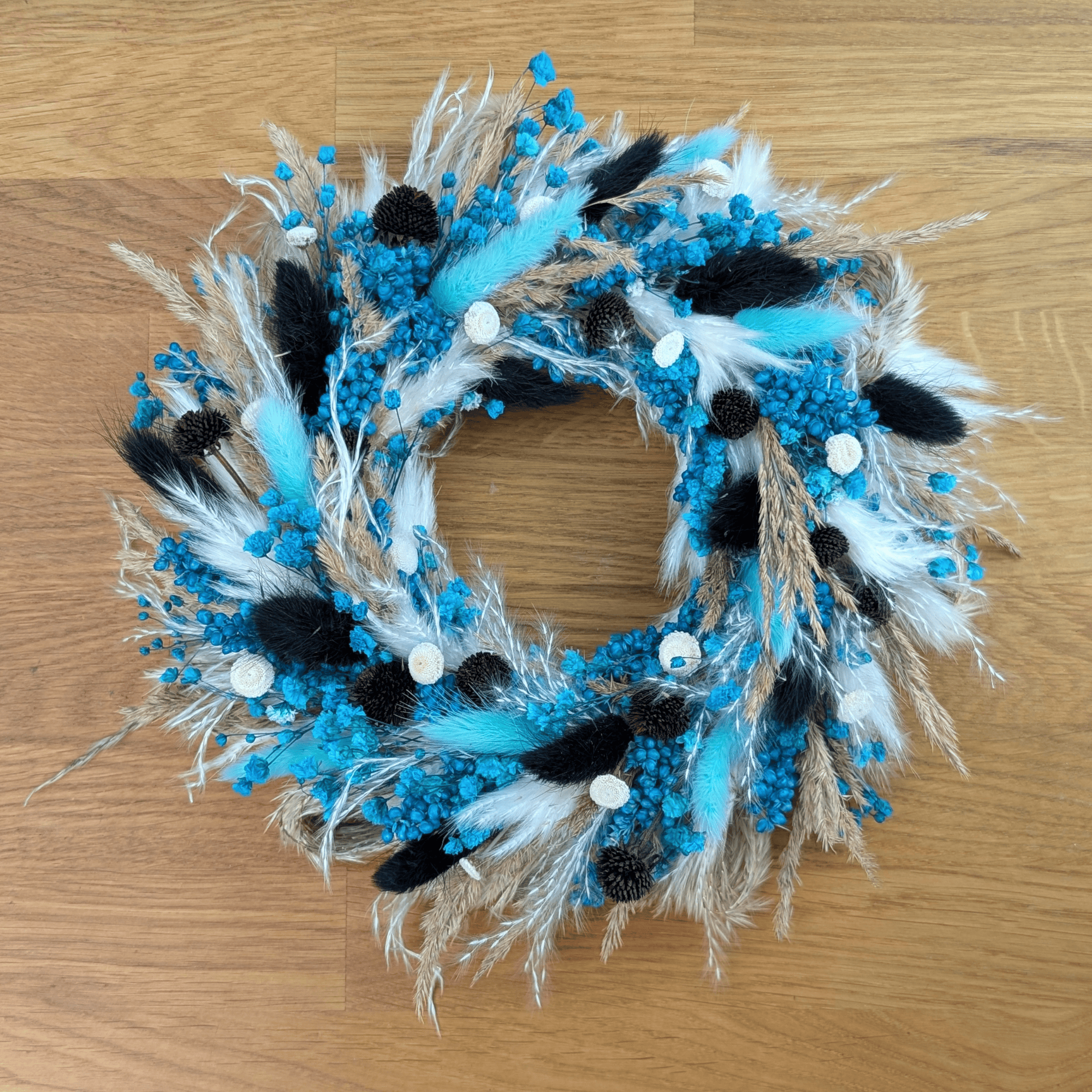 Trockenblumenkranz mit Pampas, Hasenschwanzgras & Botao (23 cm)