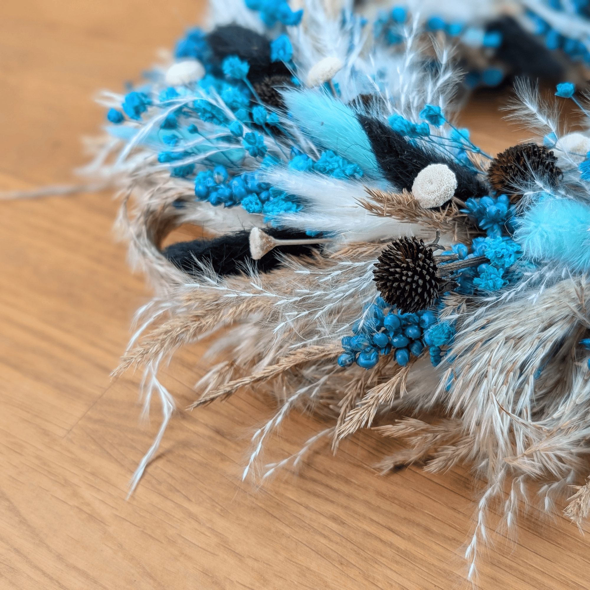 Trockenblumenkranz mit Pampas, Hasenschwanzgras & Botao (23 cm) – Bild 6