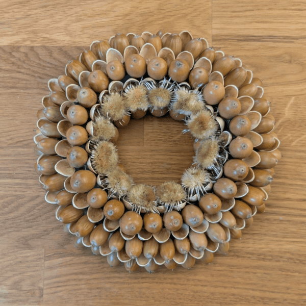 Trockenblumenkranz aus Eicheln, Pistazien & Disteln — 20 cm