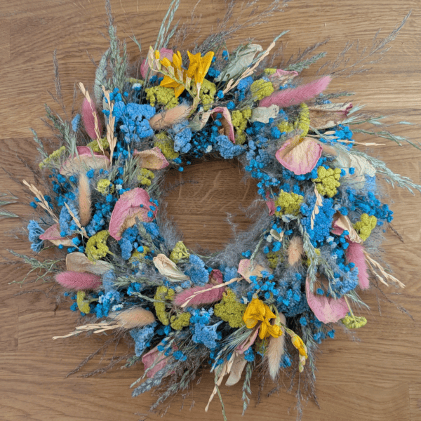 Trockenblumenkranz Boho – Pampas & Rosenblätter