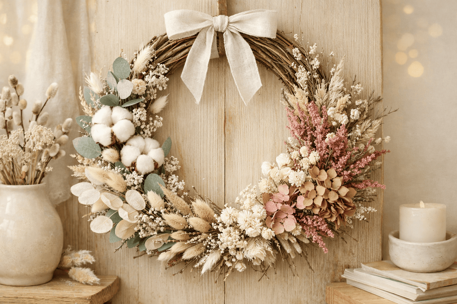 Türkranz im Februar: 4 Ideen mit Trockenblumen