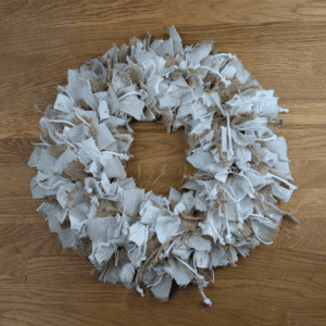 Stoffkranz Upcycling Naturtöne Beige Weiß