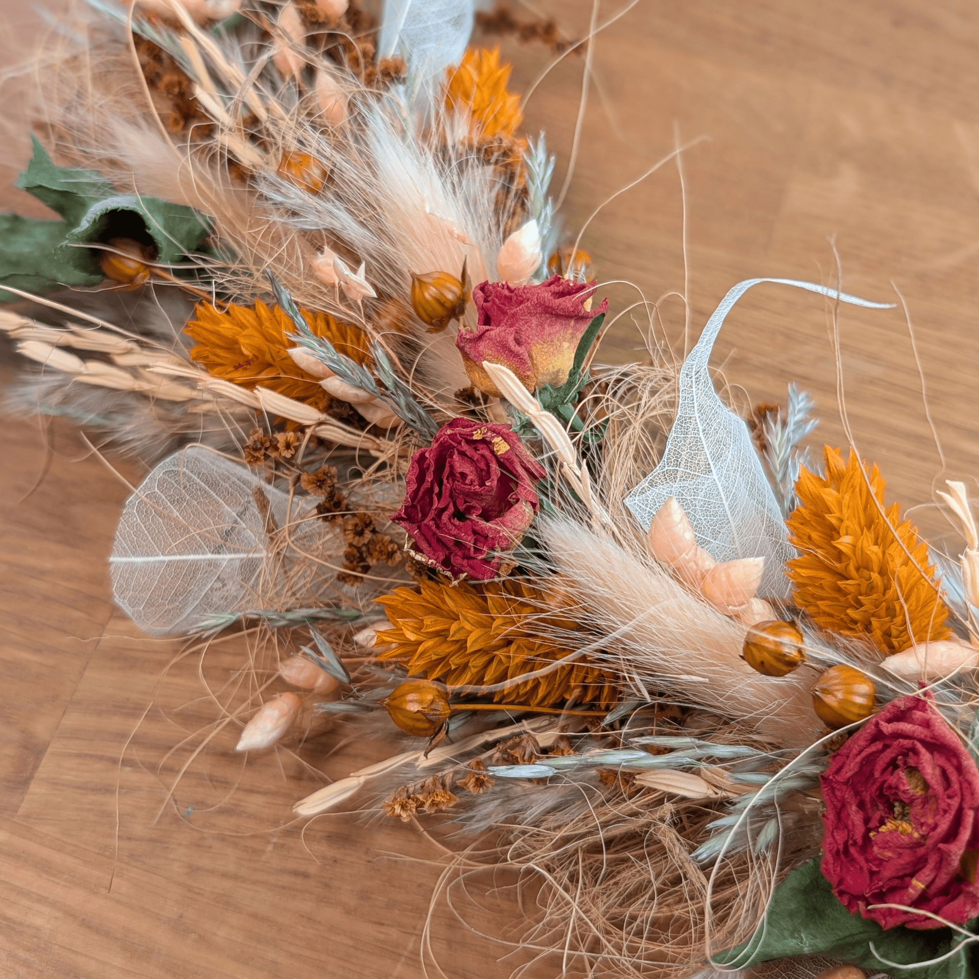 Trockenblumenkranz in Orange & Apricot – Bild 6