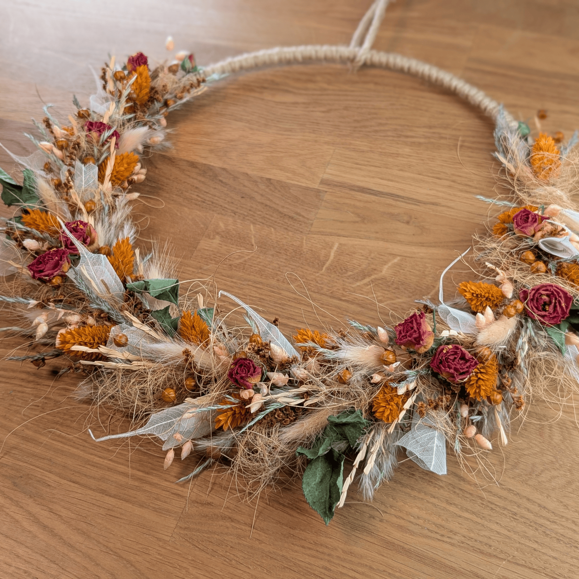 Trockenblumenkranz in Orange & Apricot – Bild 3