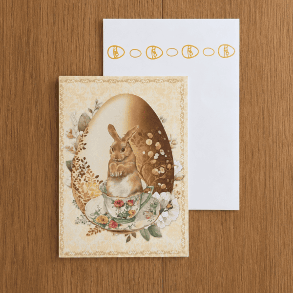 Grußkarte Frühling Hase & Ei