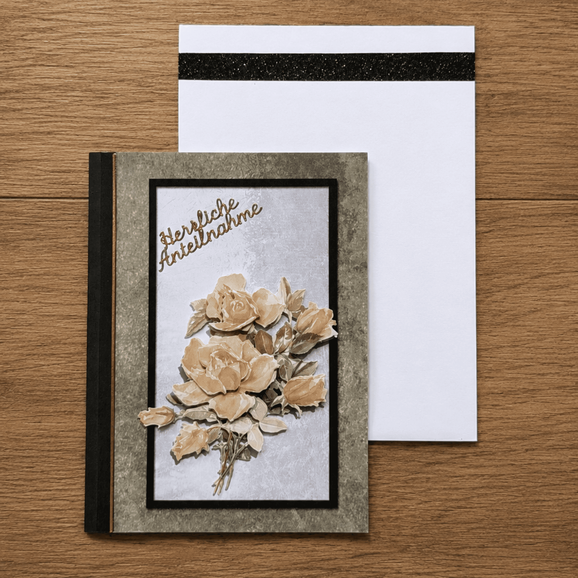 Grußkarte Trauer Rosenstrauß