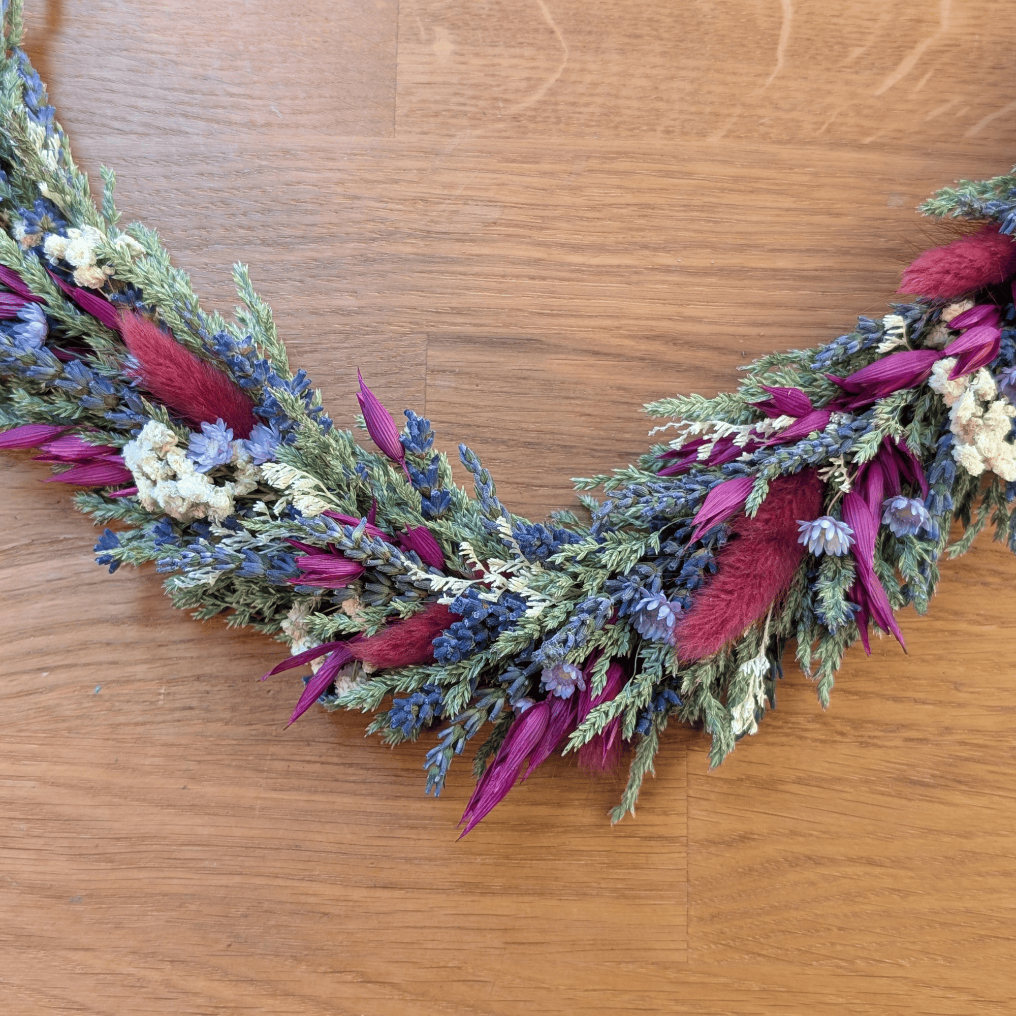 Trockenblumenkranz Herz in Lila & Natur – Bild 4