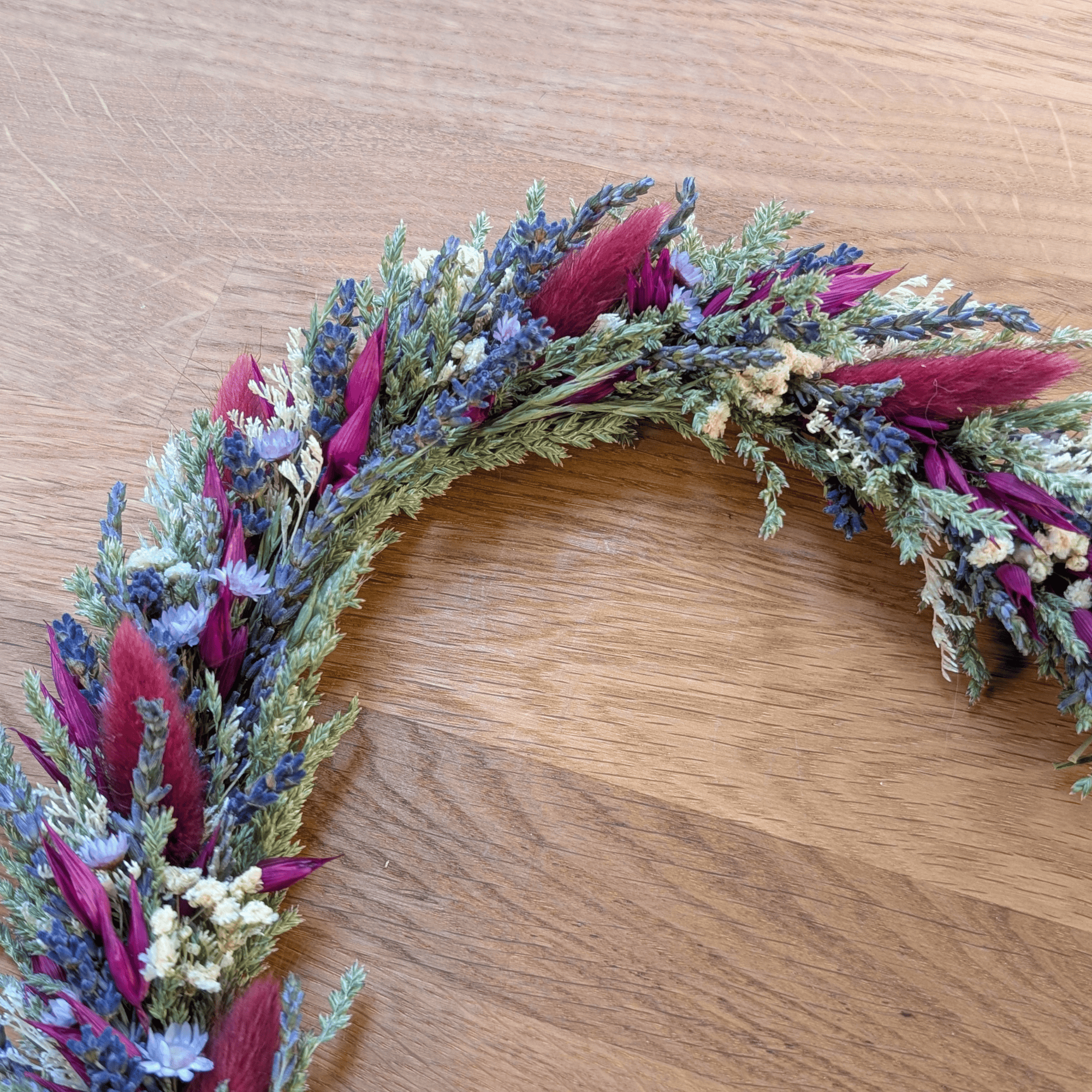 Trockenblumenkranz Herz in Lila & Natur – Bild 5
