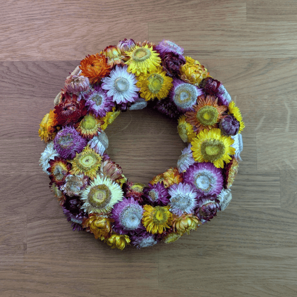 Strohblumenkranz in bunten Sommerfarben – 22 cm