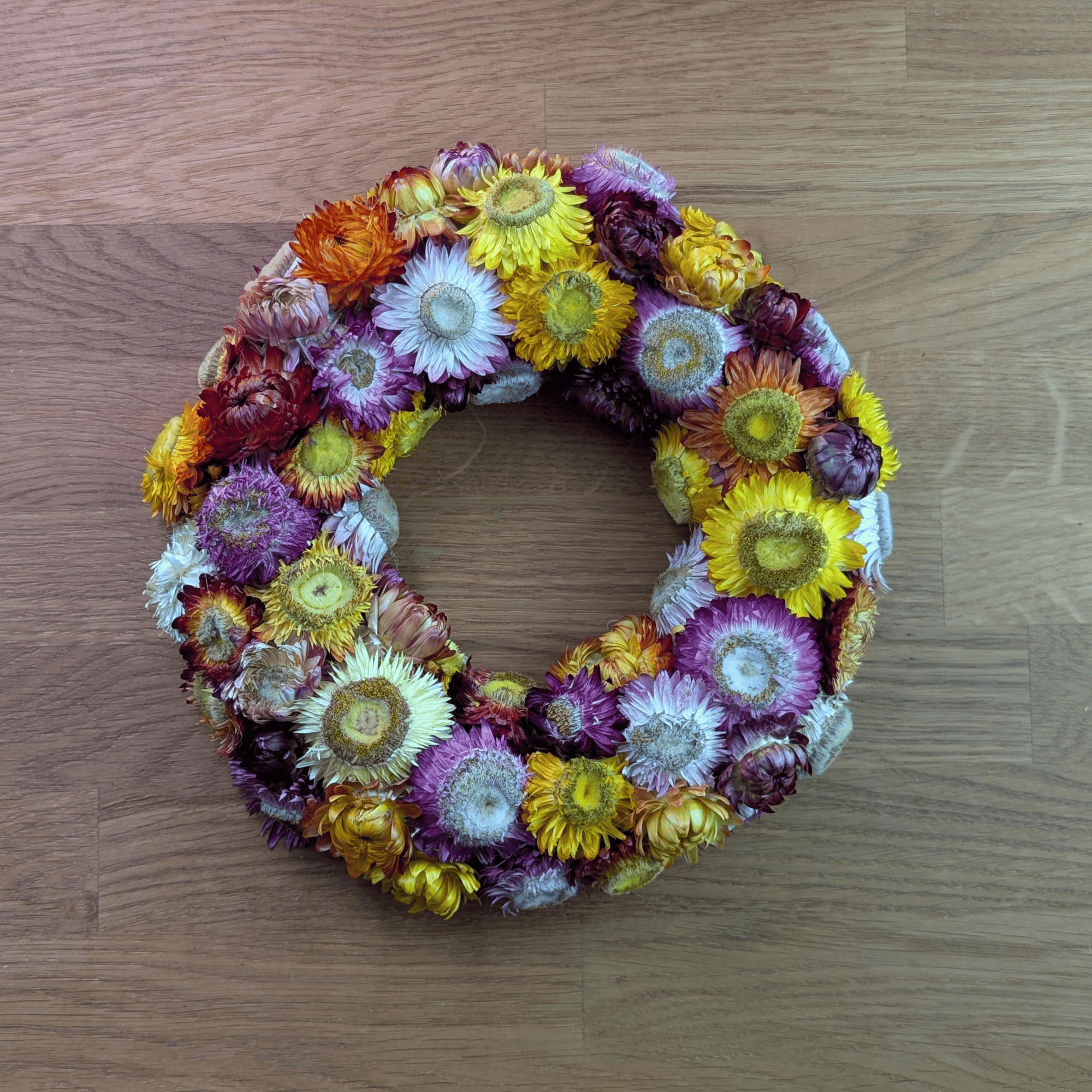 Strohblumenkranz in bunten Sommerfarben – 22 cm