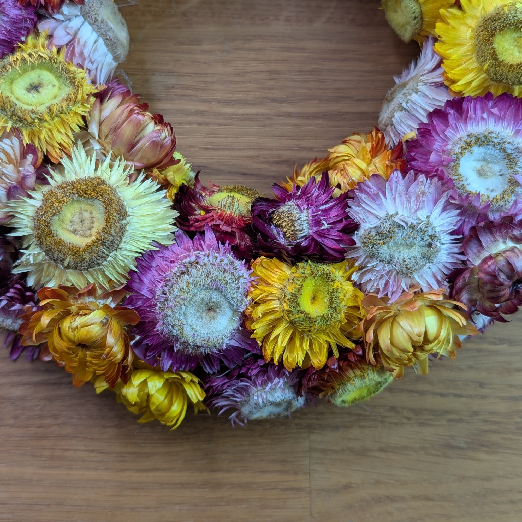 Strohblumenkranz in bunten Sommerfarben – 22 cm – Bild 4