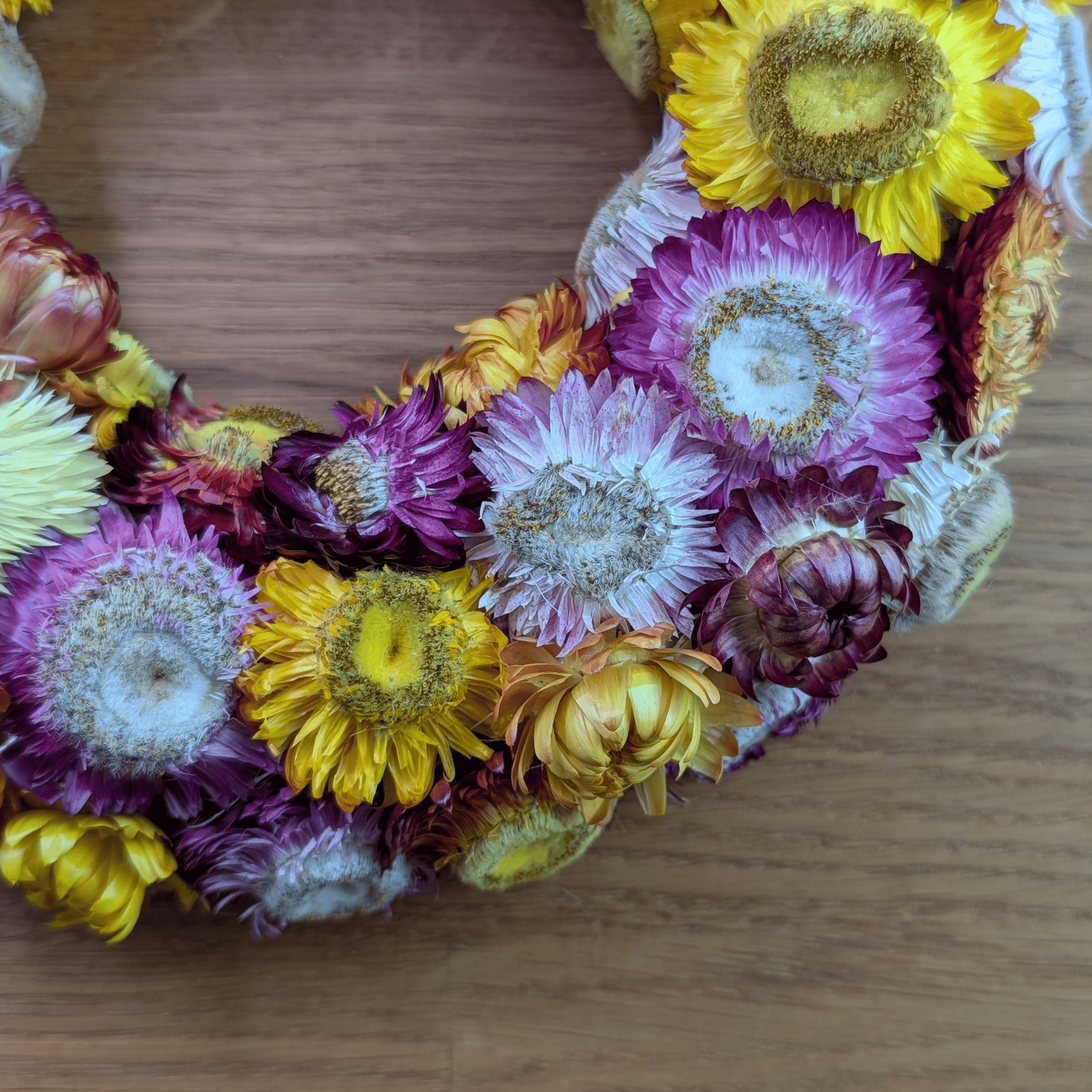 Strohblumenkranz in bunten Sommerfarben – 22 cm – Bild 5