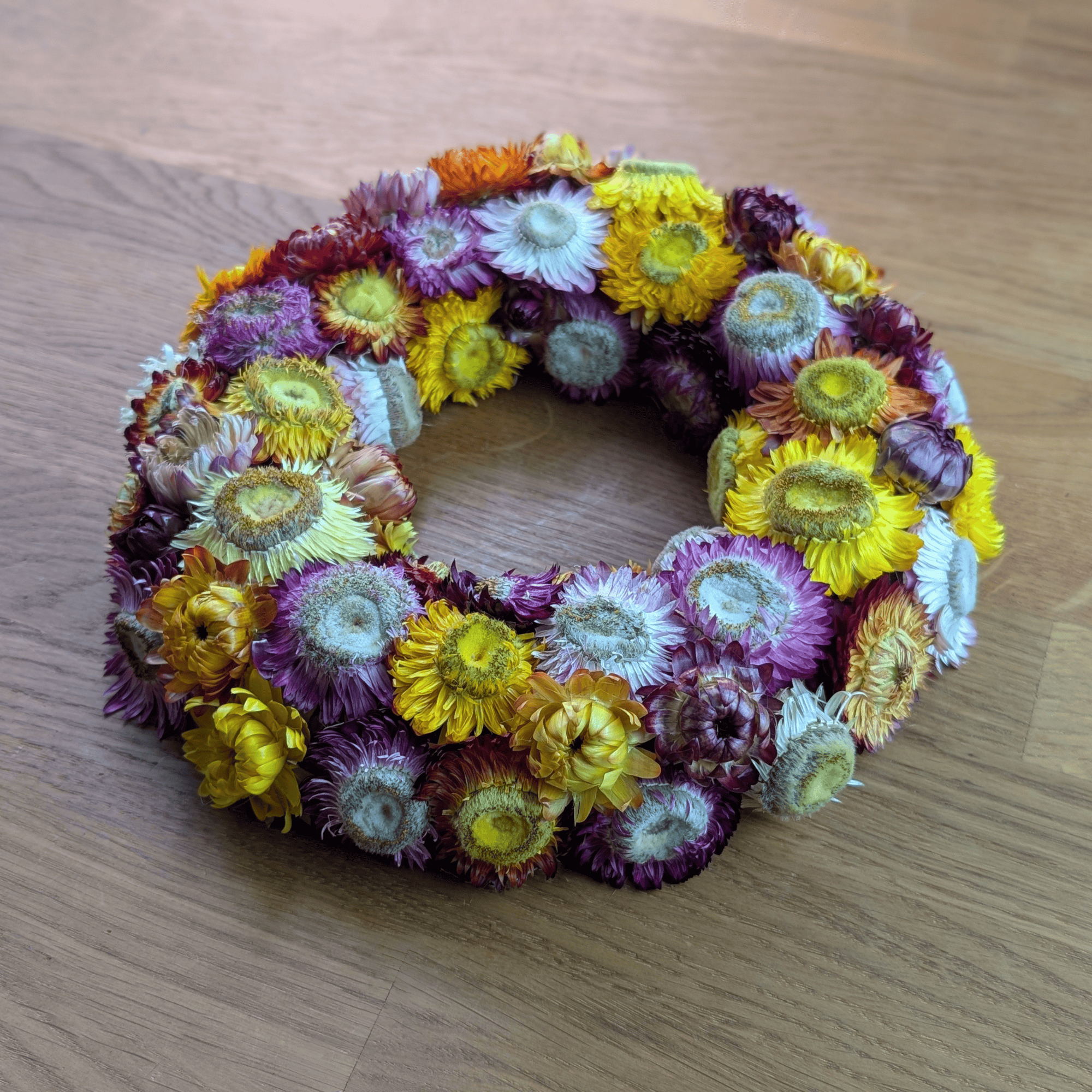 Strohblumenkranz in bunten Sommerfarben – 22 cm – Bild 6