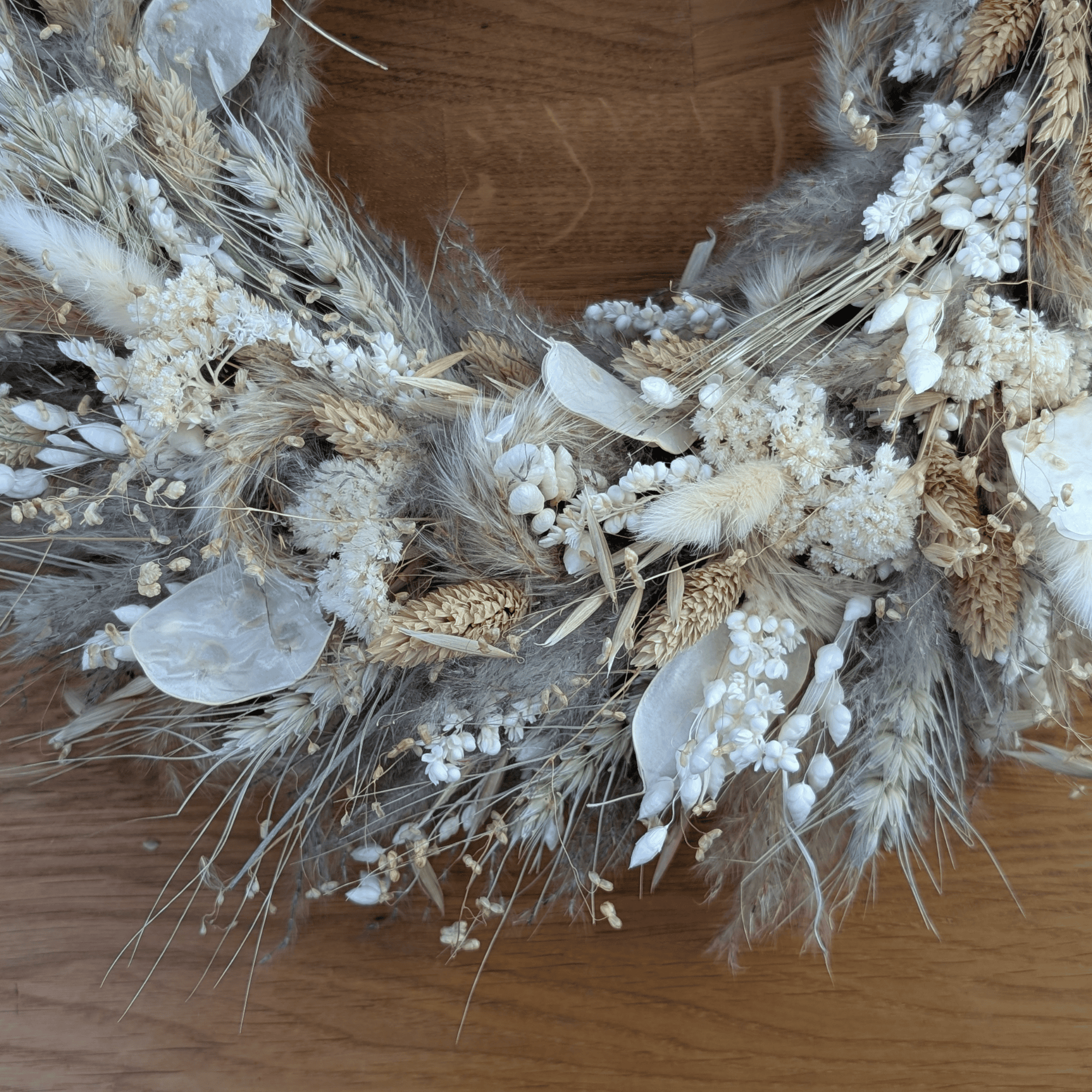 Trockenblumenkranz in Beige und Creme mit Gräsern – 42 cm – Bild 5