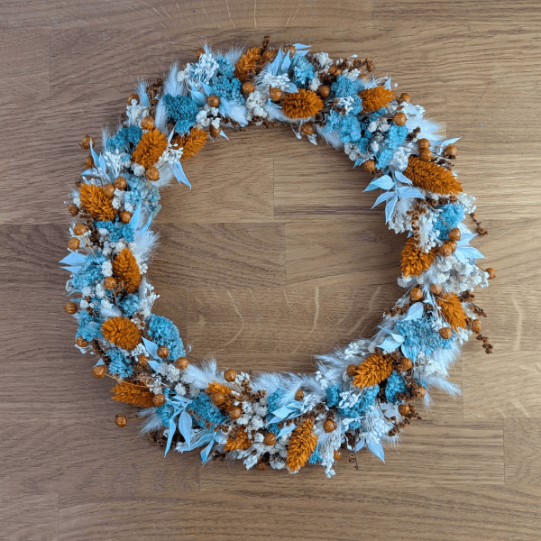 Trockenblumenkranz mit Phalaris und Statice – 26,5 cm