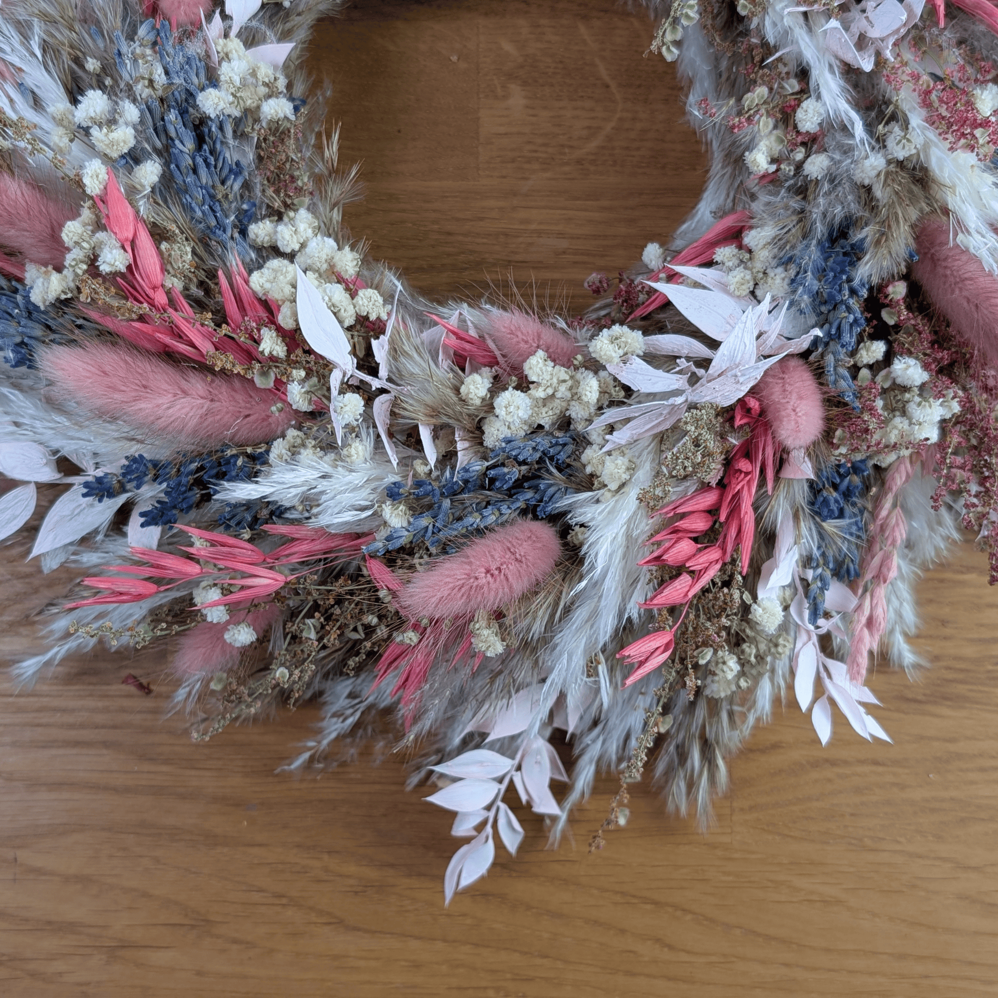 Trockenblumenkranz mit Pampasgras und Lavendel – 32 cm – Bild 5