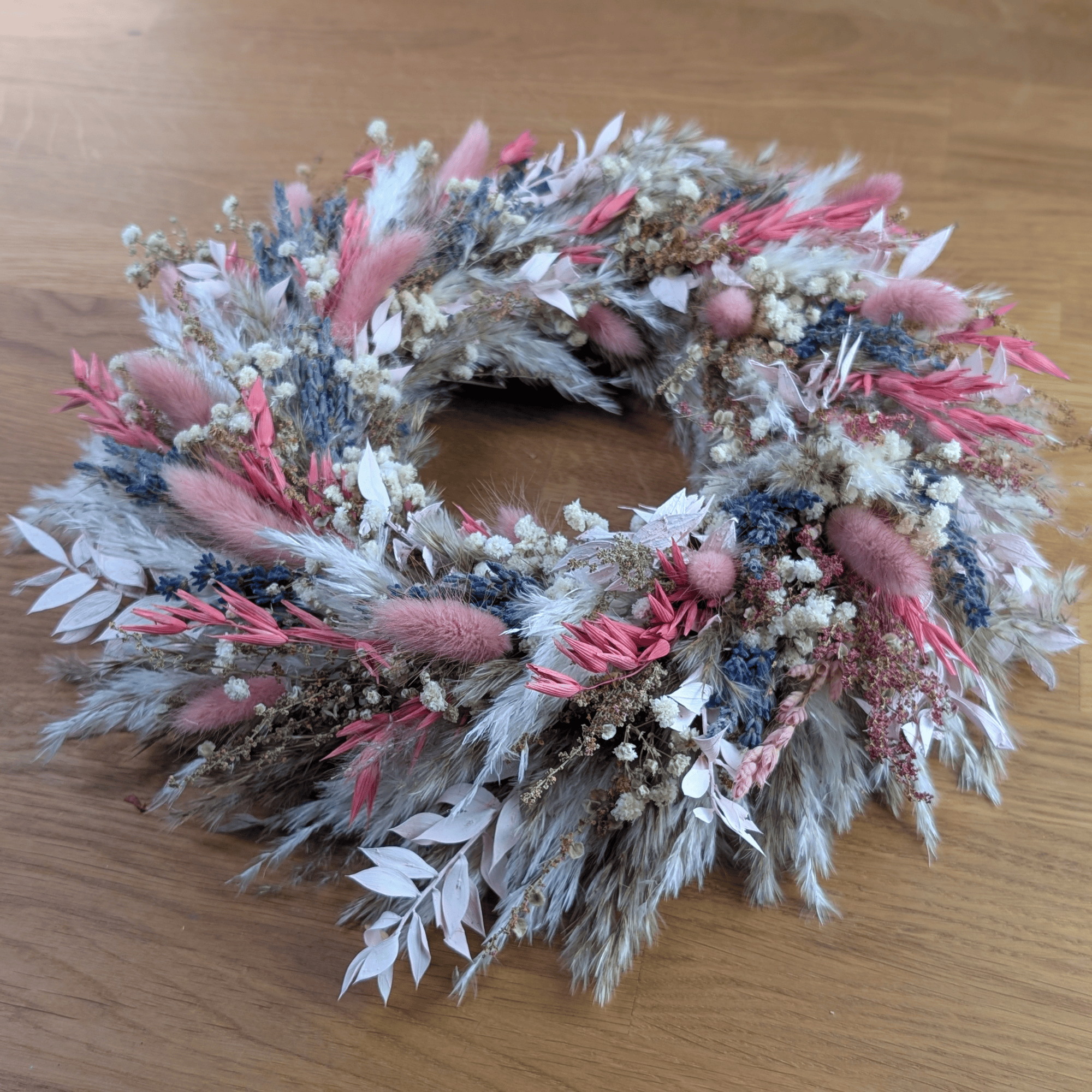 Trockenblumenkranz mit Pampasgras und Lavendel – 32 cm – Bild 3
