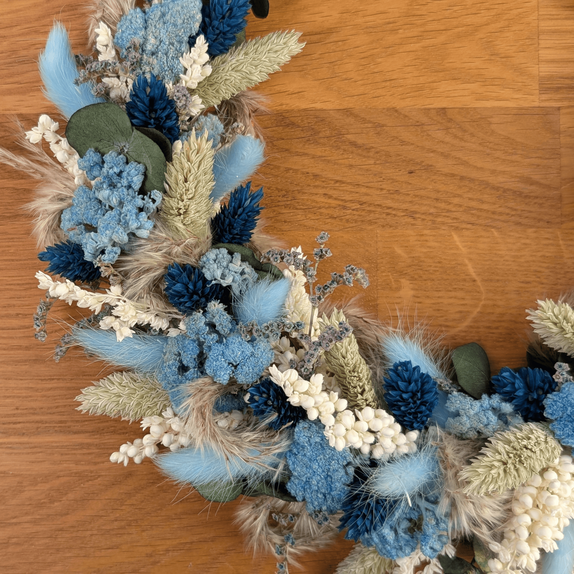 Trockenblumenkranz mit Phalaris und Spitze – 27 cm – Bild 4