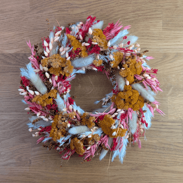 Trockenblumenkranz mit Pampasgras und Achillea – 25 cm