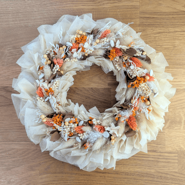 Trockenblumenkranz mit Eucalyptus und Pampasgras – 30 cm