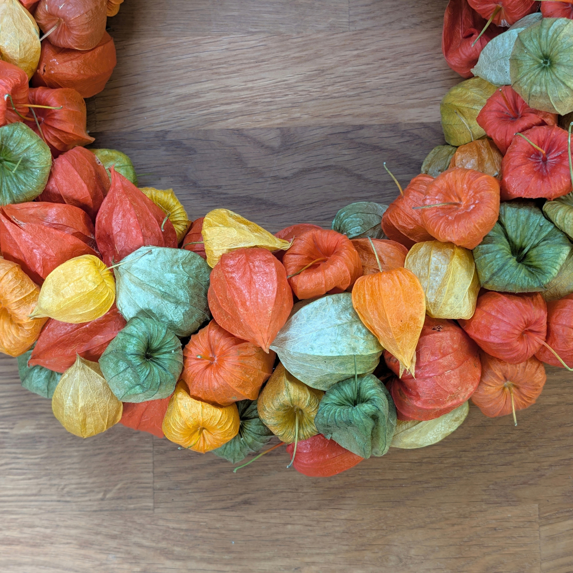 Trockenblumenkranz mit Physalis in Orange und Grün – 35 cm – Bild 5