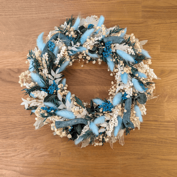 Trockenblumenkranz mit Eucalyptus – 31 cm