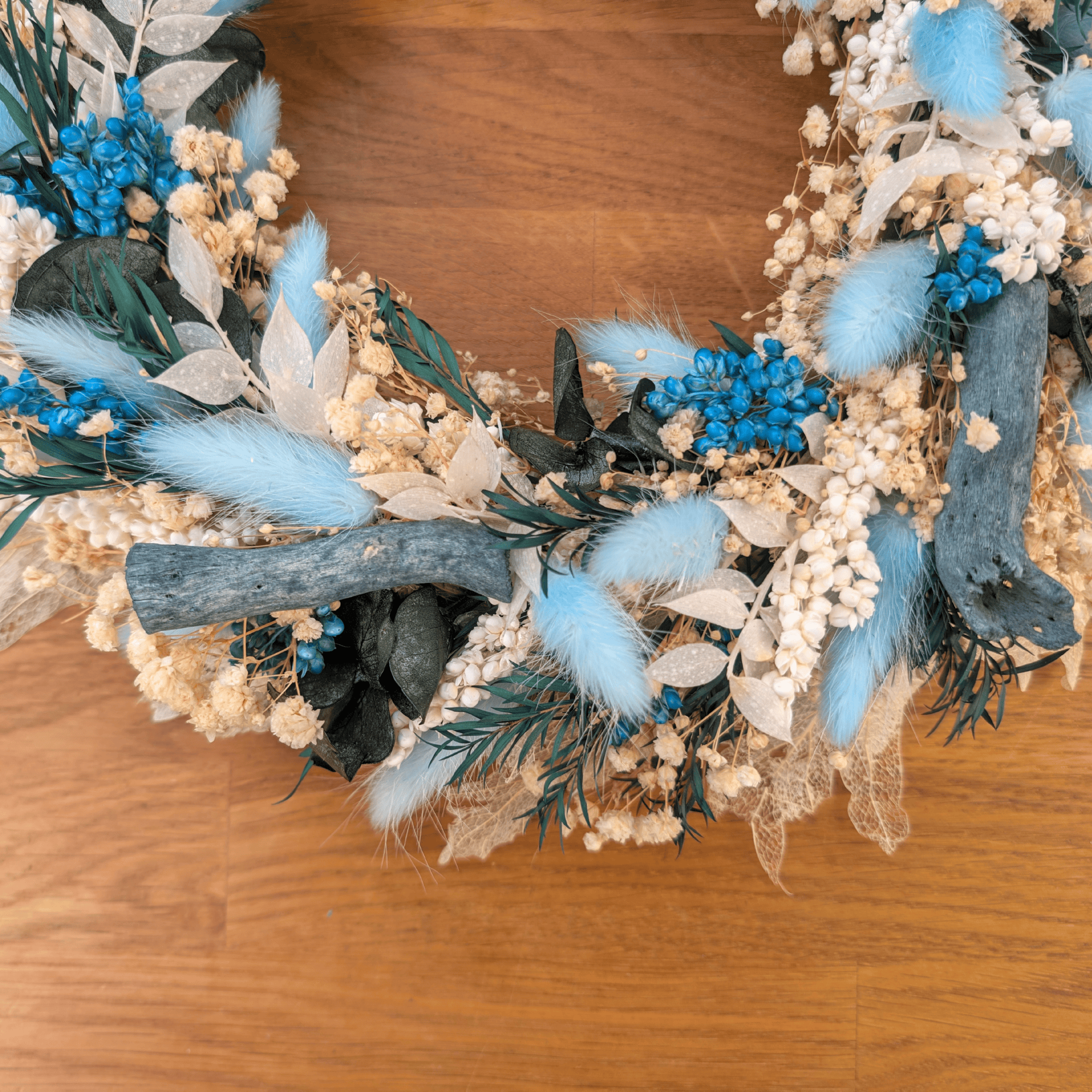 Trockenblumenkranz mit Eucalyptus – 31 cm – Bild 5